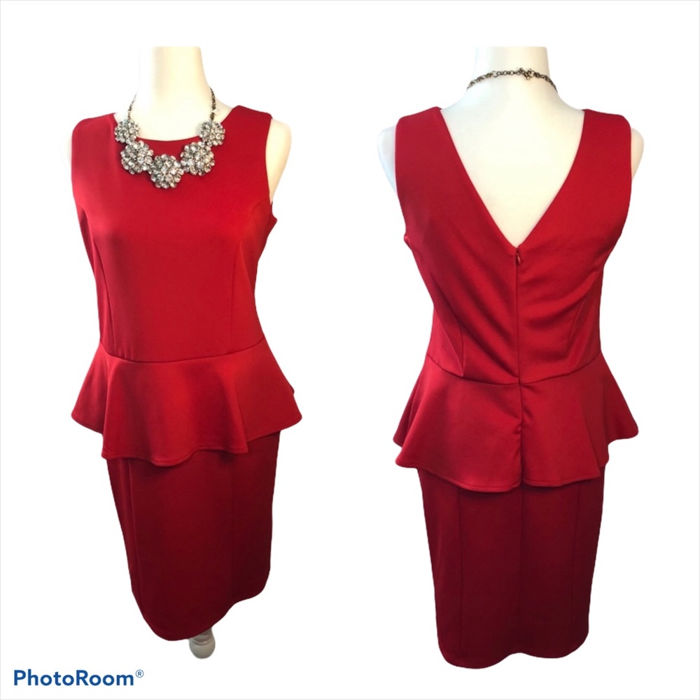 BOGO🖤 INC PEPLUM RED COCKTAIL DRESS